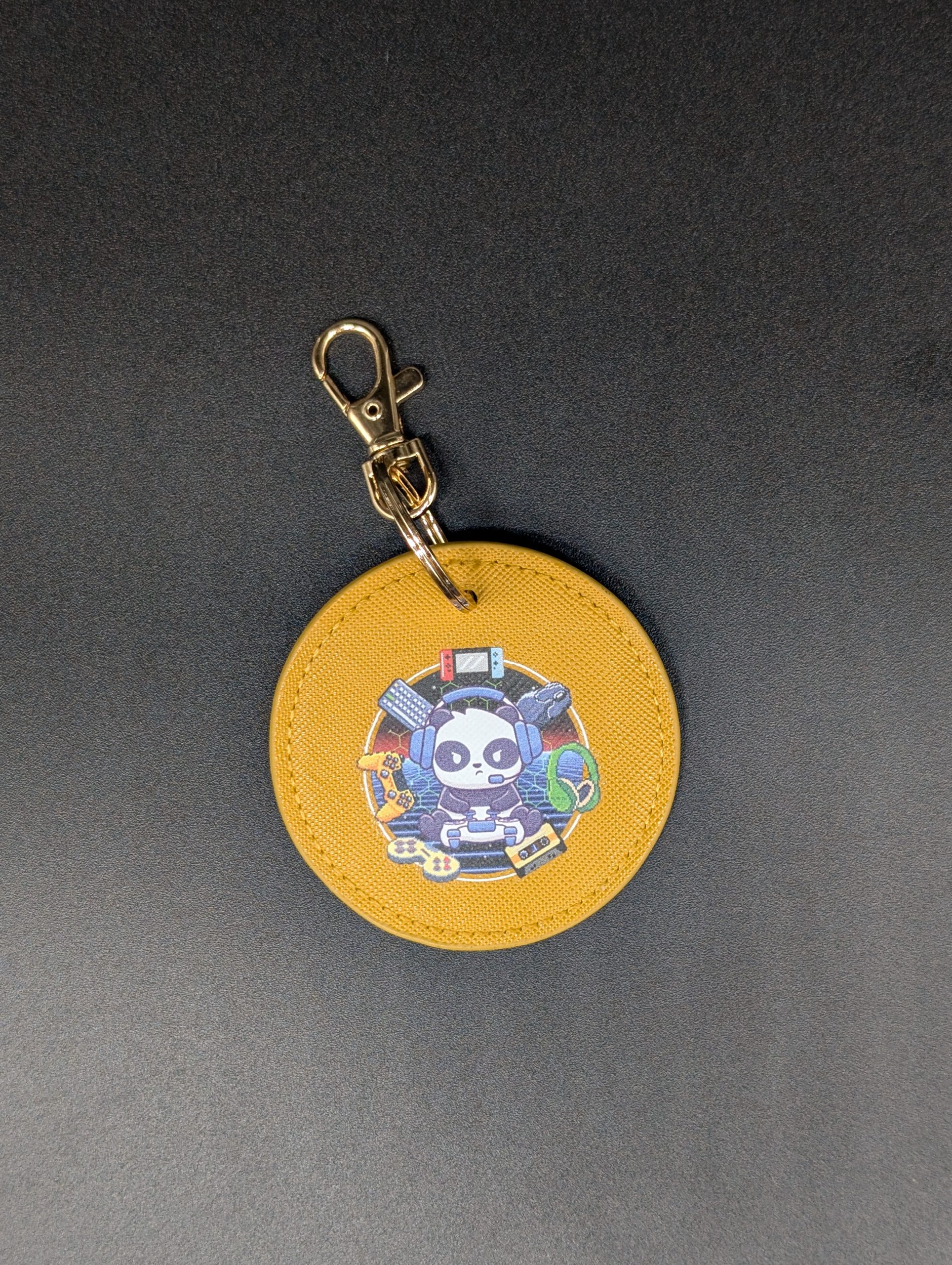Porte clés simili - Rond moutarde - Panda gamer