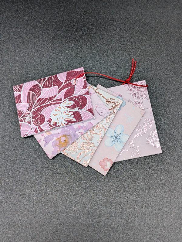 Lot de 5 étiquettes cadeau - Rose fleuri