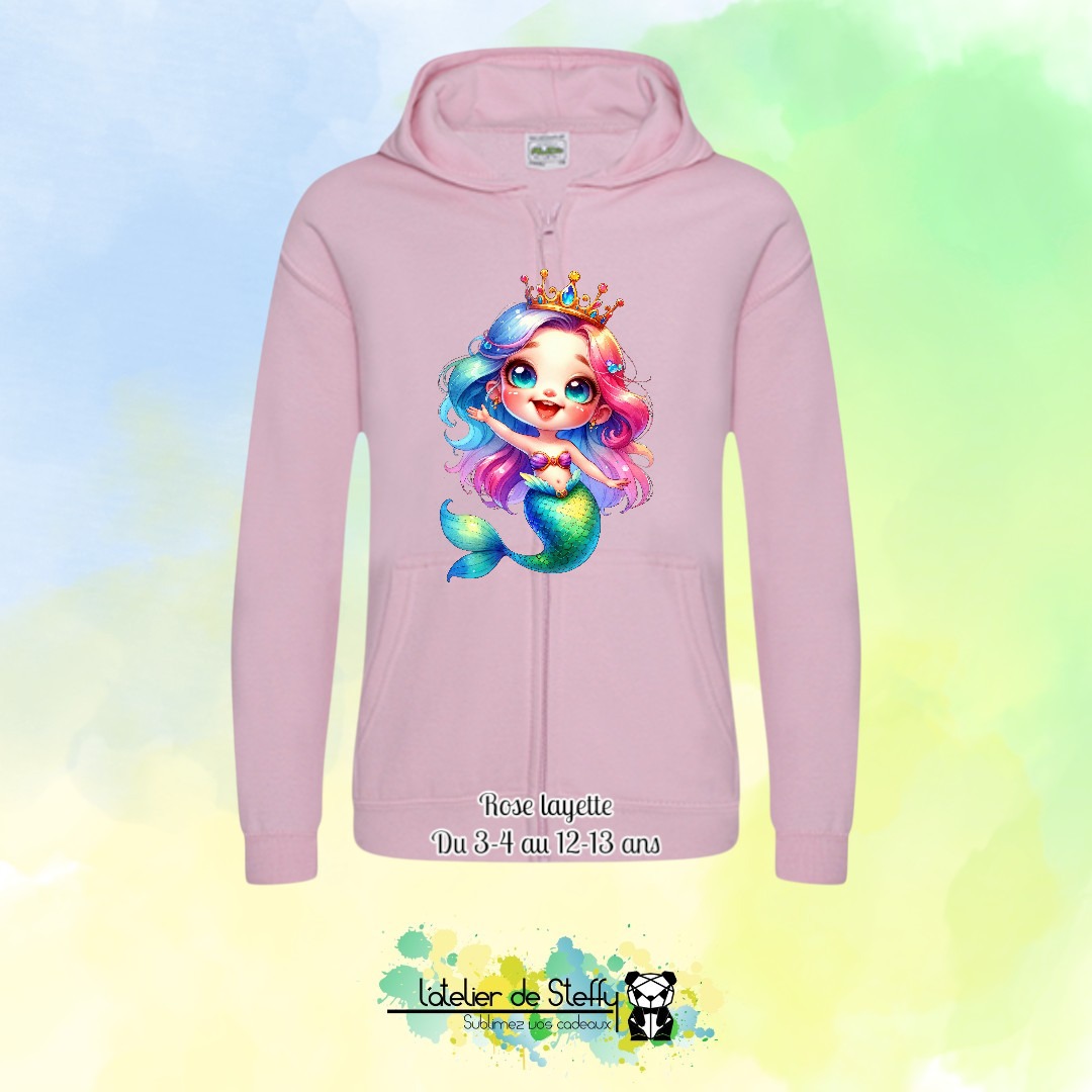 Veste sweat capuche Lou - Sirène arc-en-ciel – Image 13