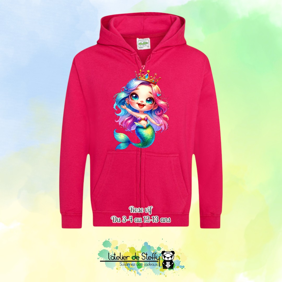 Veste sweat capuche Lou - Sirène arc-en-ciel – Image 14