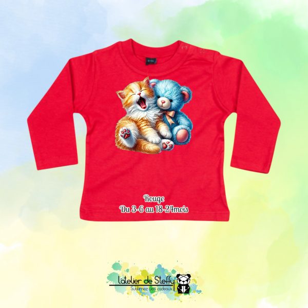 Tee shirt manches longues Bibouille - Chaton et ourson – Image 8