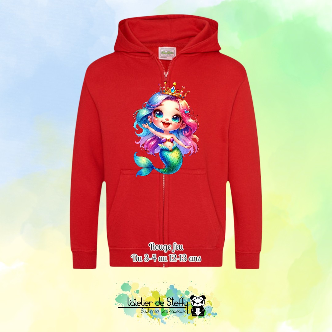 Veste sweat capuche Lou - Sirène arc-en-ciel – Image 15