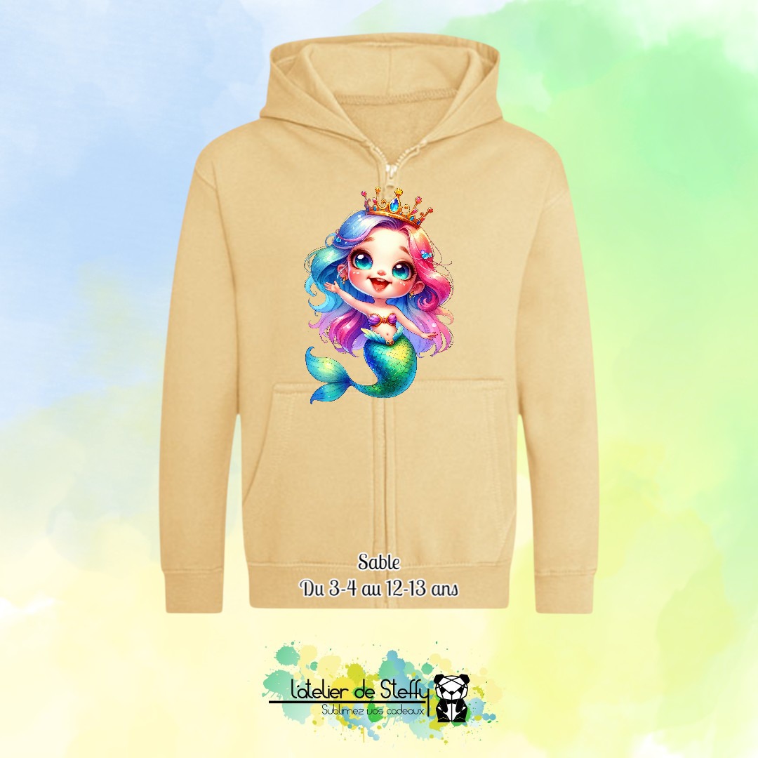 Veste sweat capuche Lou - Sirène arc-en-ciel – Image 16