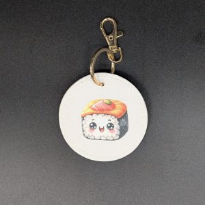 Porte clés simili - Rond blanc - Sushi kawaii