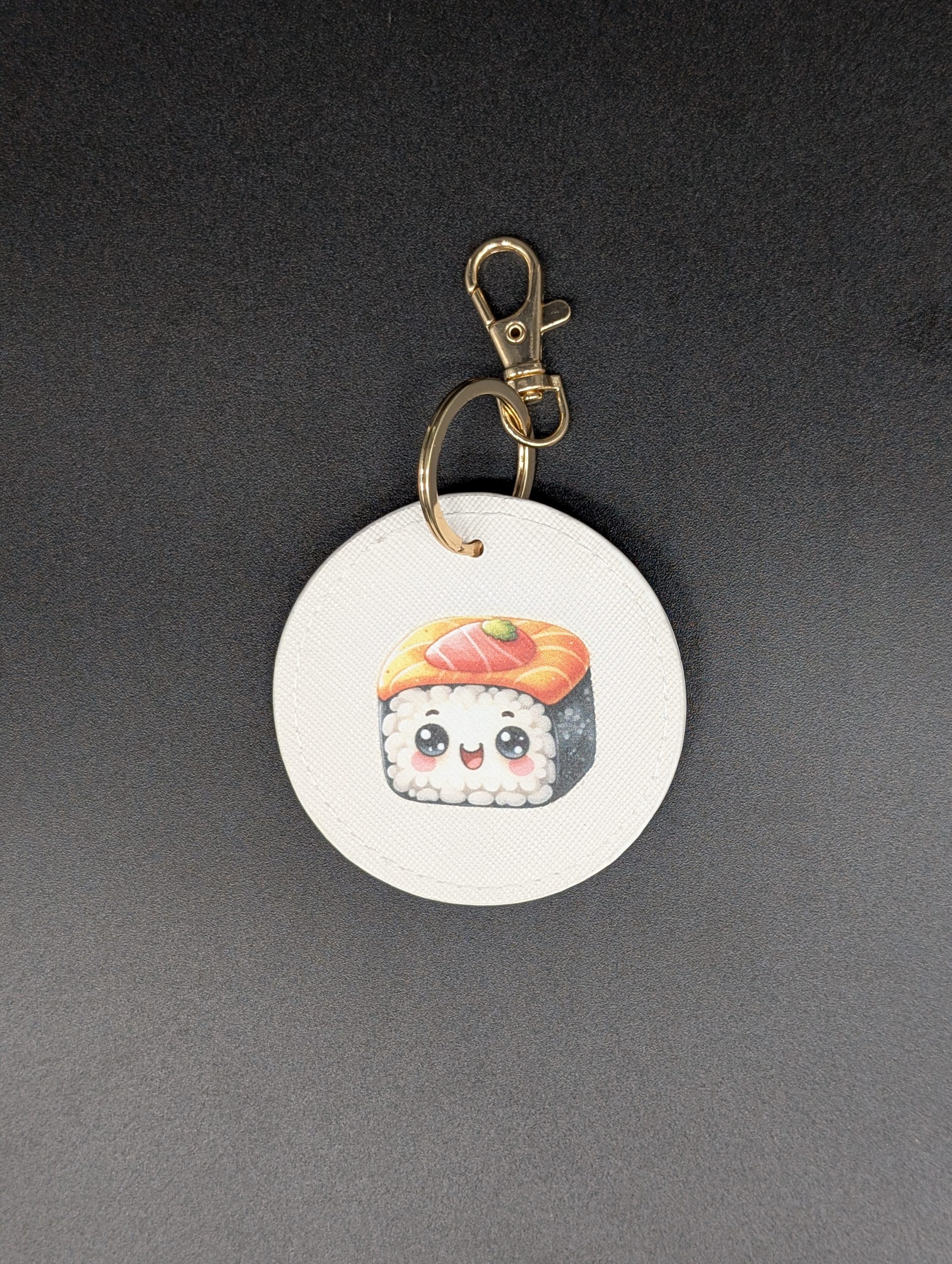 Porte clés simili - Rond blanc - Sushi kawaii
