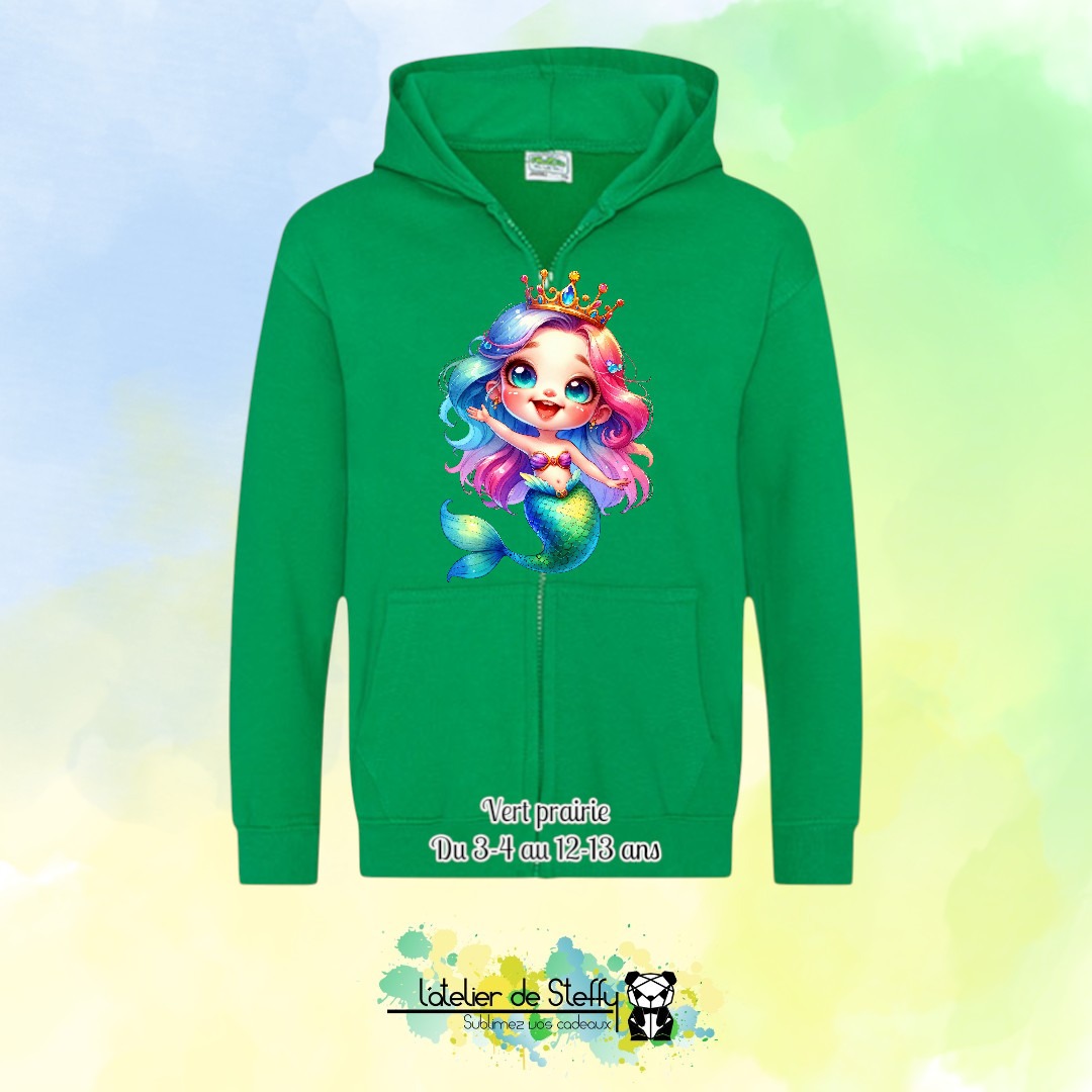Veste sweat capuche Lou - Sirène arc-en-ciel – Image 17