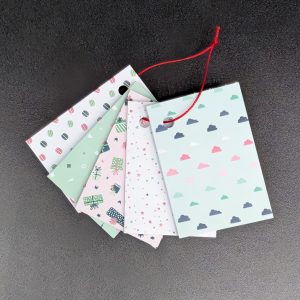Lot de 5 étiquettes cadeau - Vert rose blanc