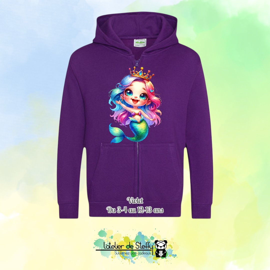 Veste sweat capuche Lou - Sirène arc-en-ciel – Image 18