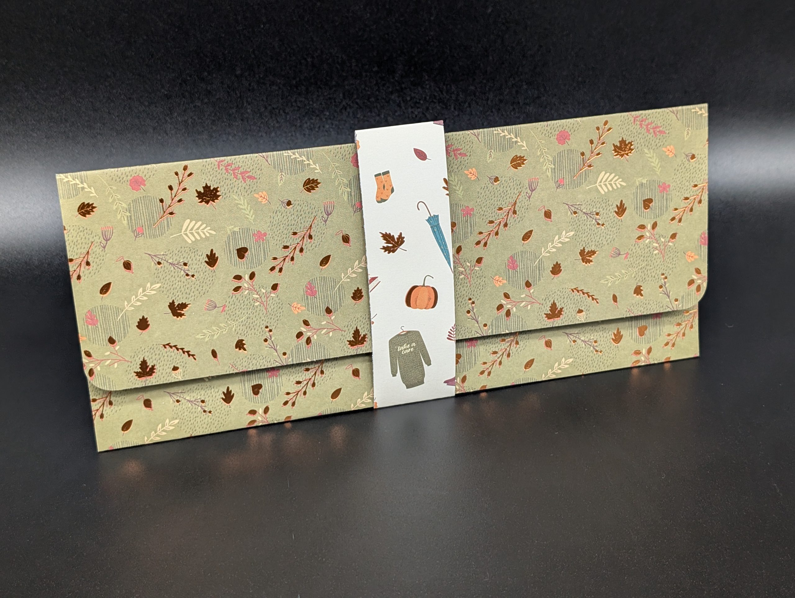 Pochette cadeau - Automne vert