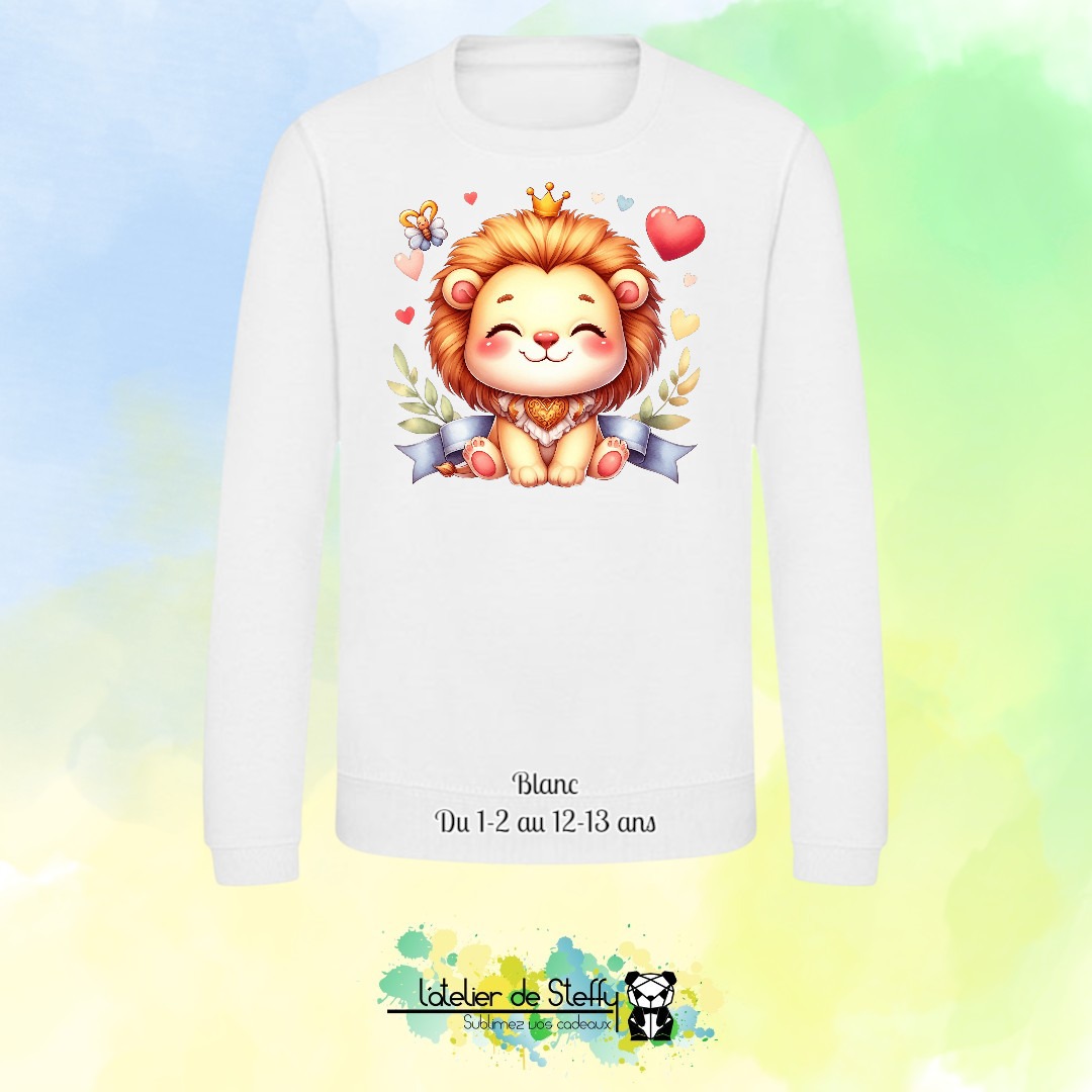 Sweat col rond Lyzo - Lionceau kawaii
