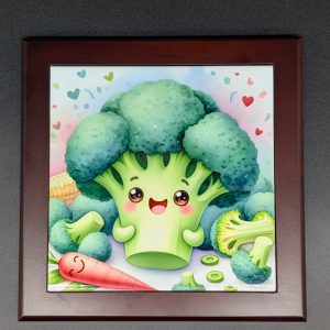 Dessous de plat / Cadre - bois foncé - Brocoli kawaii