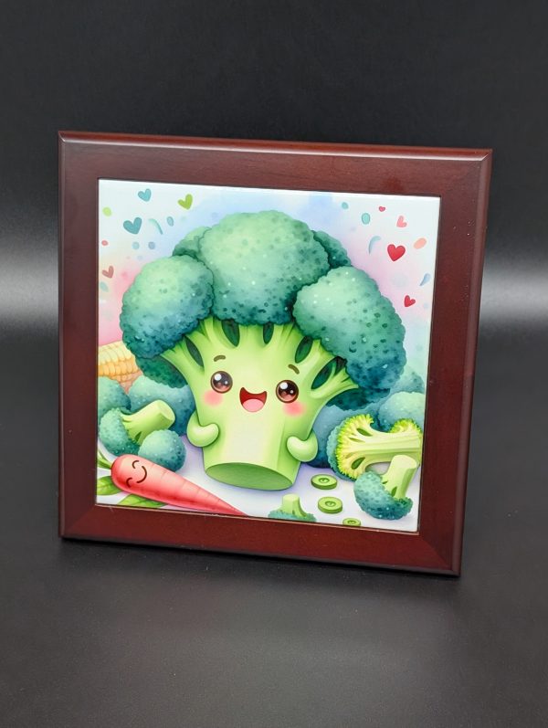 Dessous de plat / Cadre - bois foncé - Brocoli kawaii – Image 2