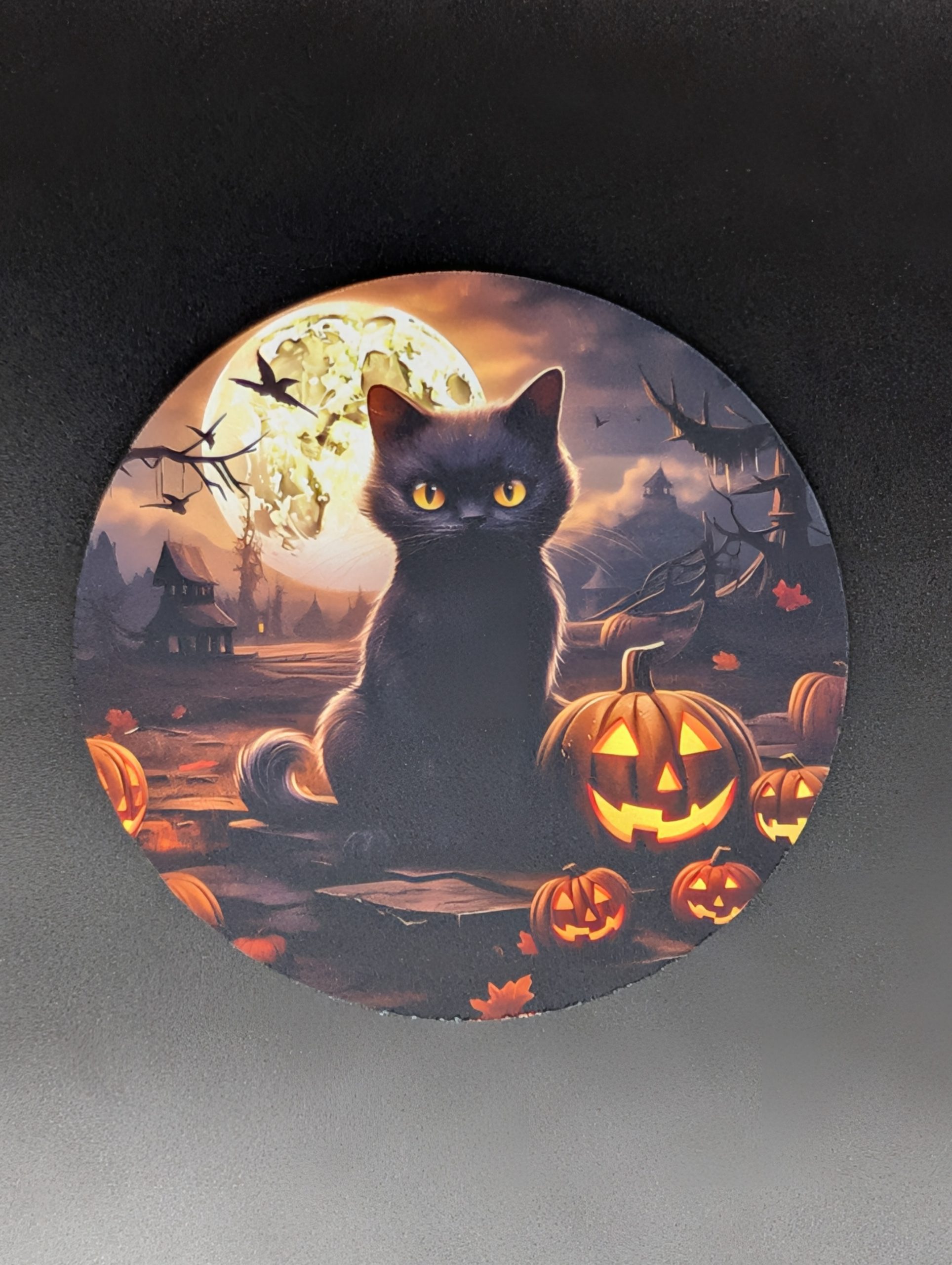 Tapis de souris rond - Chat noir
