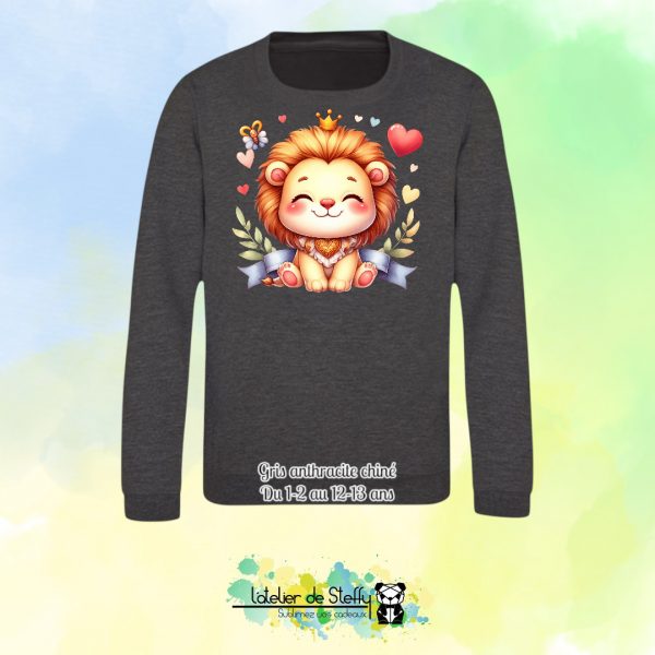 Sweat col rond Lyzo - Lionceau kawaii – Image 12