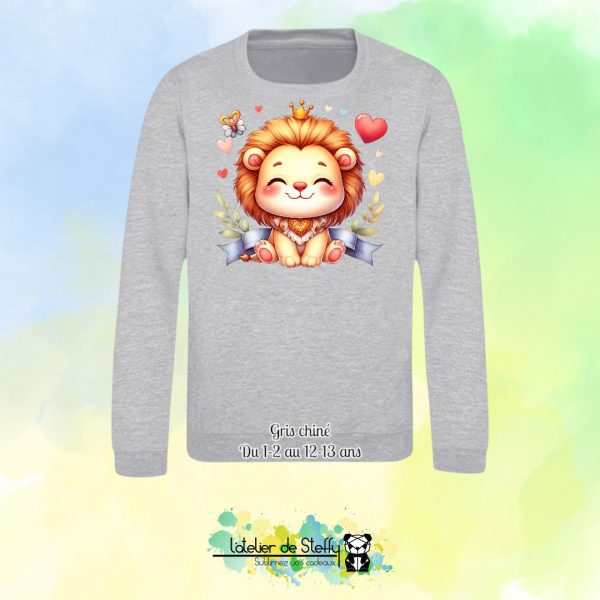 Sweat col rond Lyzo - Lionceau kawaii – Image 13
