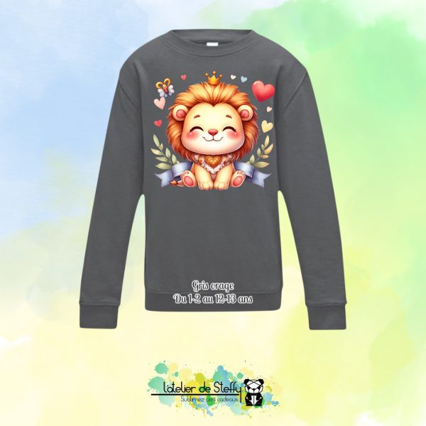 Sweat col rond Lyzo - Lionceau kawaii – Image 14