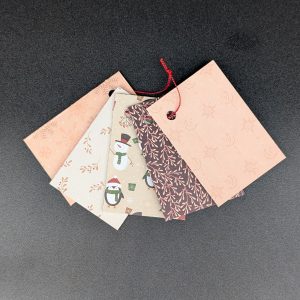 Lot de 5 étiquettes cadeau - Noël pêche et prune