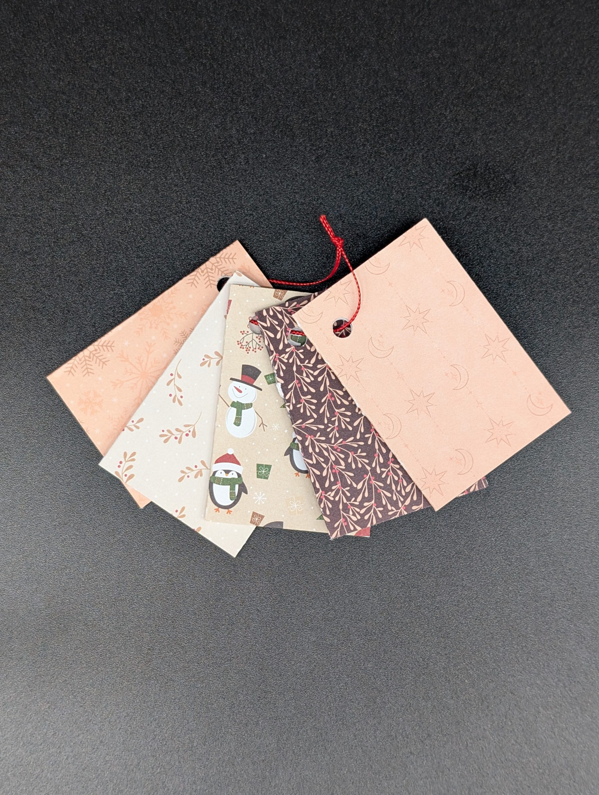 Lot de 5 étiquettes cadeau - Noël pêche et prune