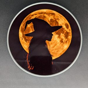 Boîte métal ronde - Sorcière et lune