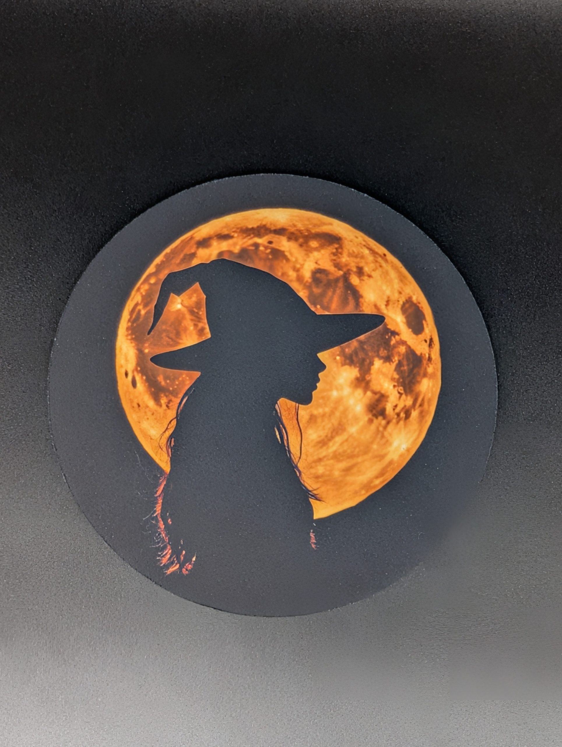 Tapis de souris rond - Sorcière et lune