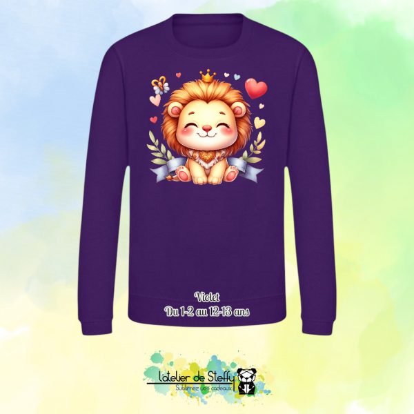 Sweat col rond Lyzo - Lionceau kawaii – Image 30