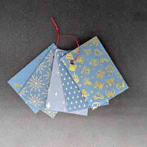 Lot de 5 étiquettes cadeau - Bleu et or