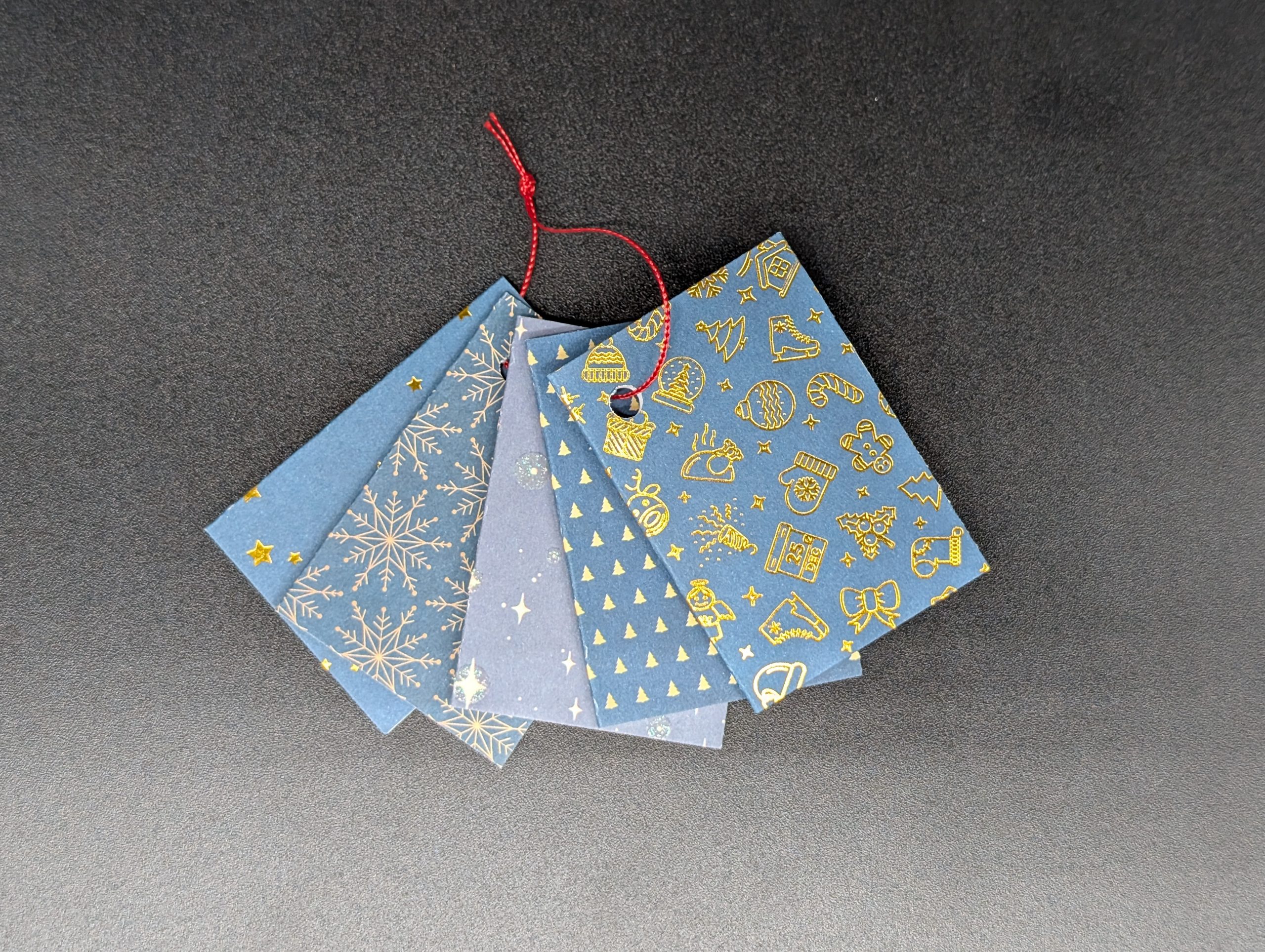 Lot de 5 étiquettes cadeau - Bleu et or