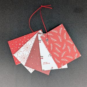 Lot de 5 étiquettes cadeau - Noël rouge et blanc