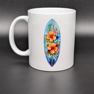 Mug blanc - Surf fleuri