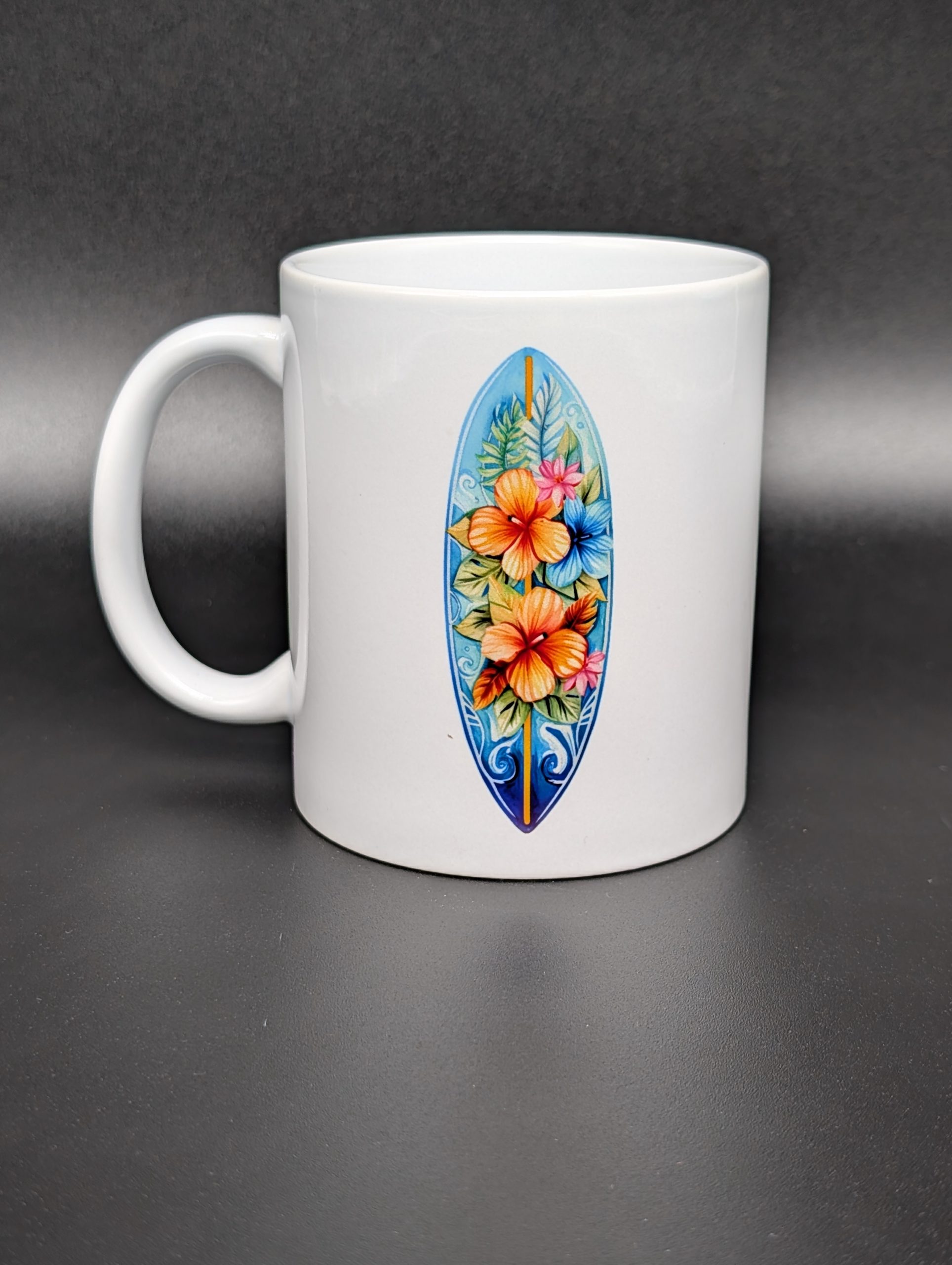 Mug blanc - Surf fleuri