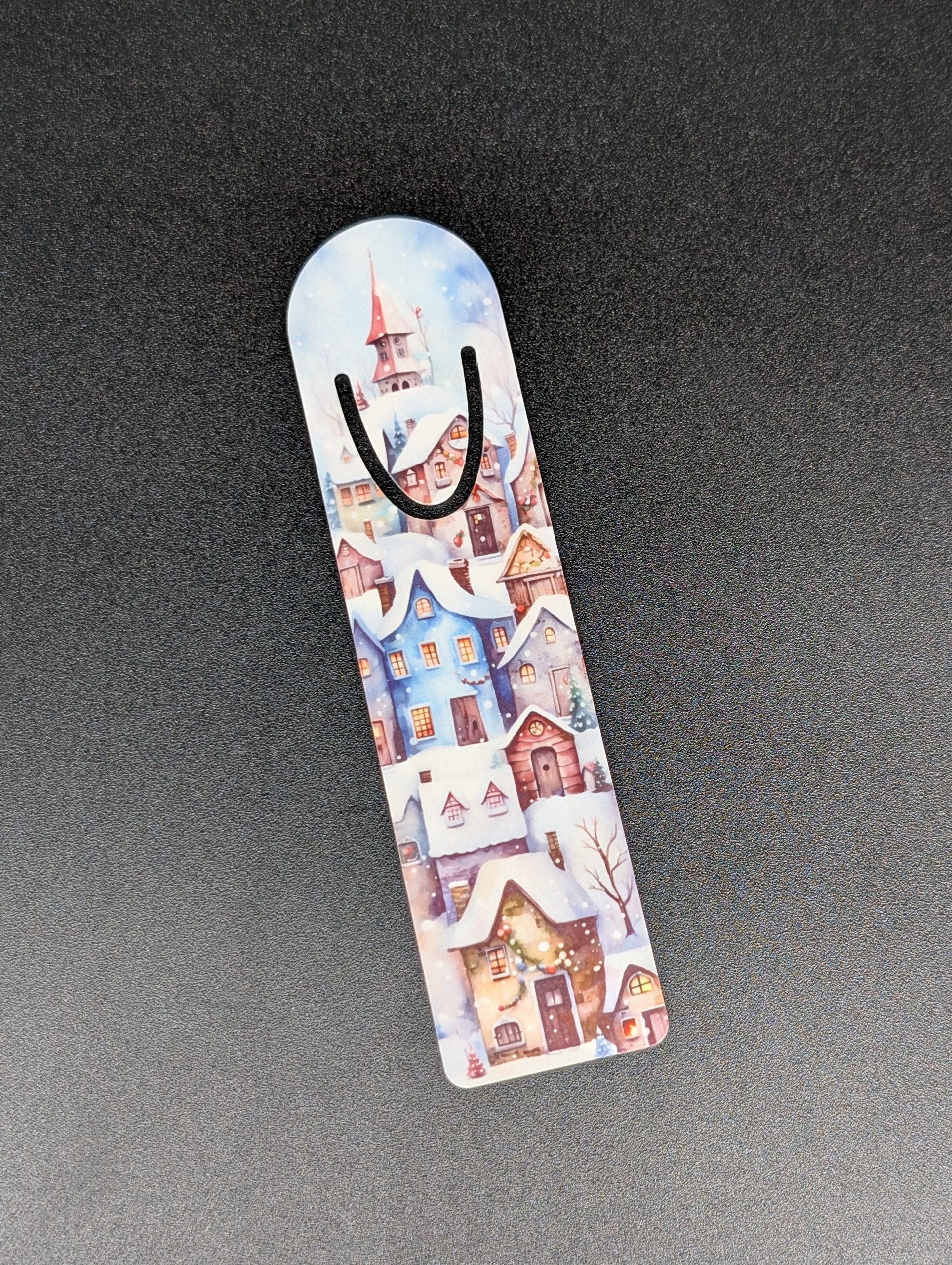 Marque page en alu - Village enneigé