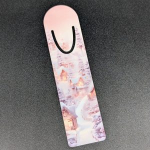 Marque page en alu - Village rose 2