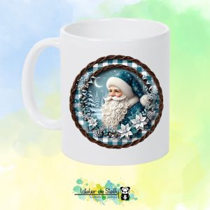 Mug blanc - Père noël bleu
