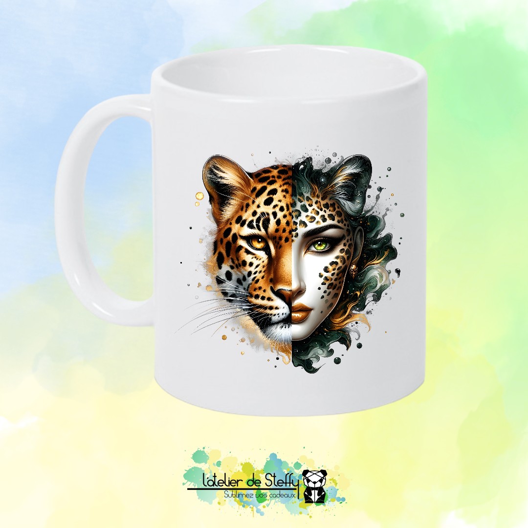 Mug blanc - Femme léopard