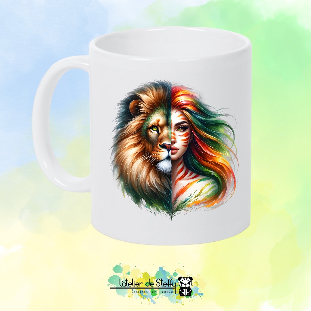 Mug blanc - Femme lion