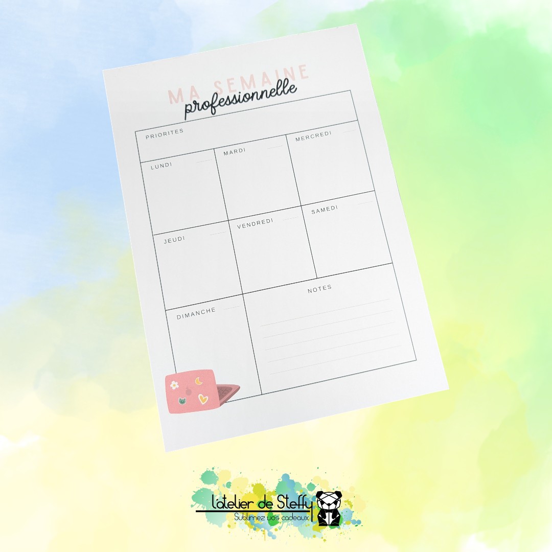 Bloc-notes - Ma semaine pro