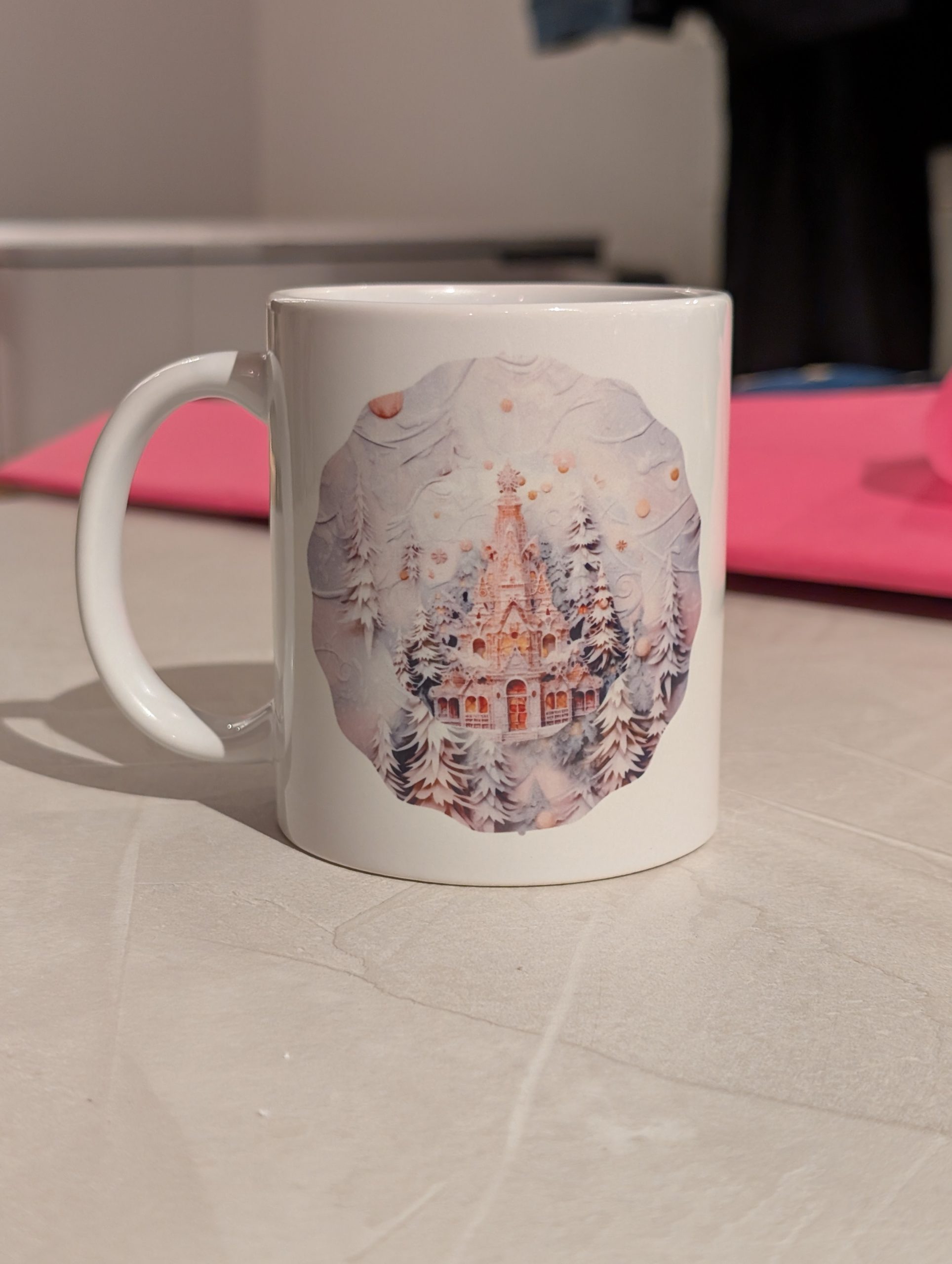 Mug blanc - Château enneigé