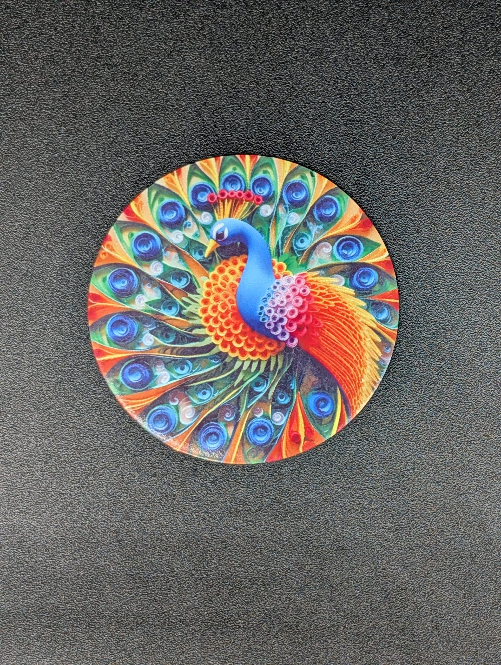 Magnet rond - Paon 3D