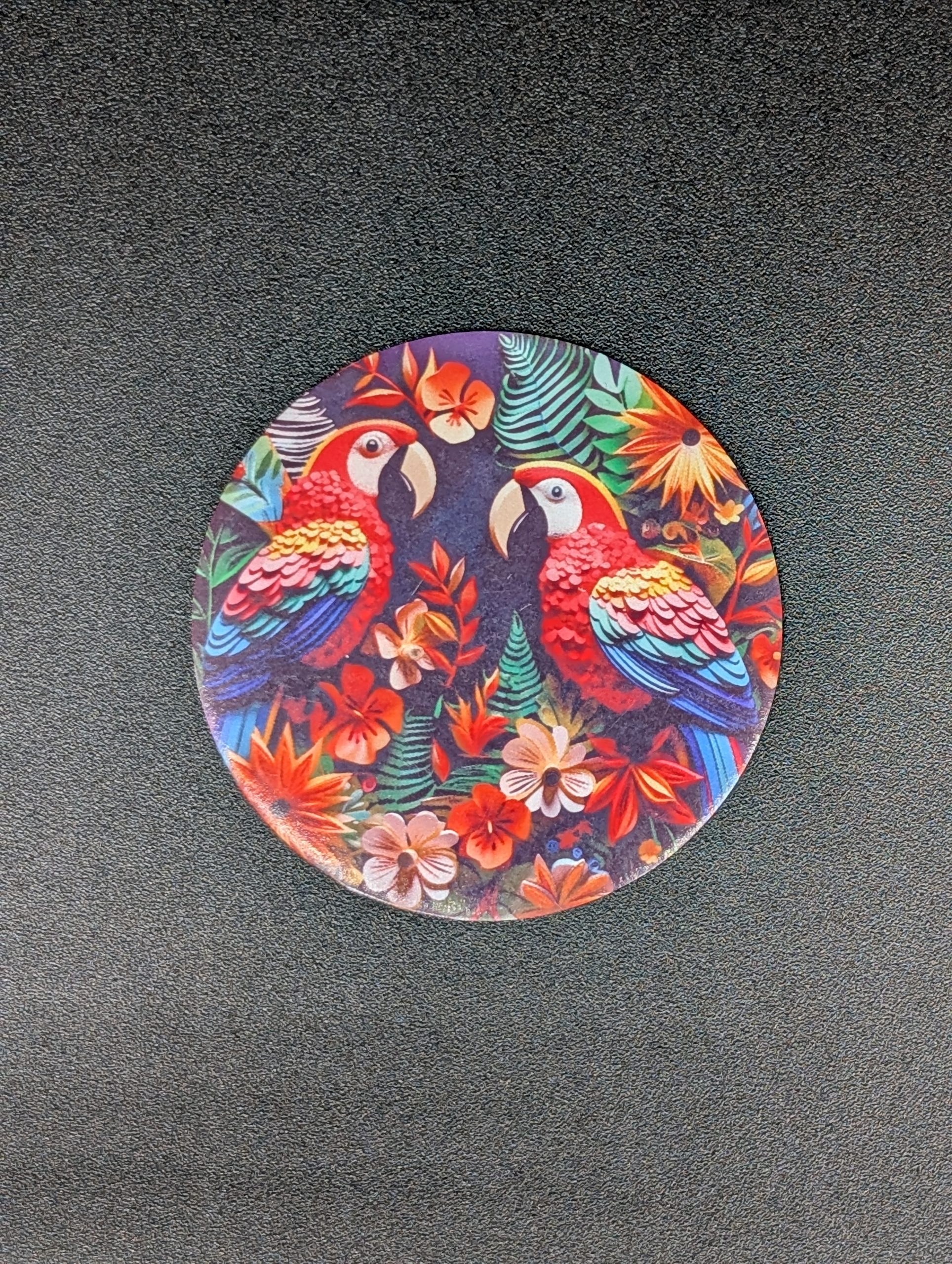 Magnet rond - Perroquets 3D