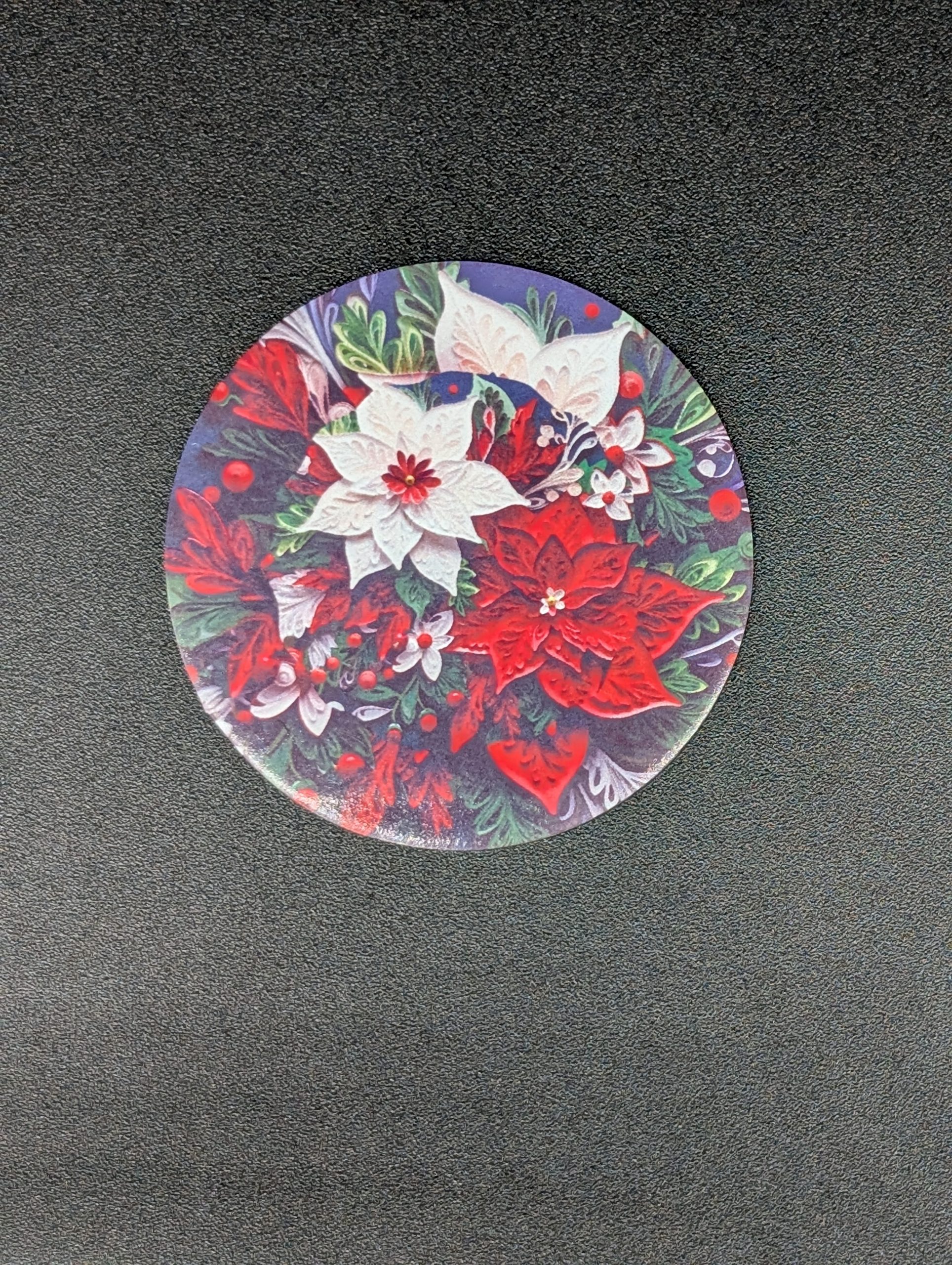 Magnet rond - Poinsettias