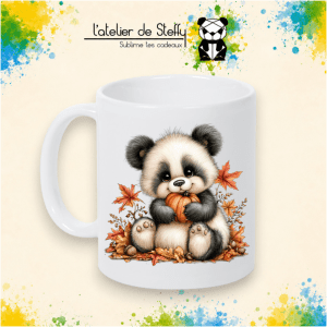 Mug Panda automnal en céramique blanche