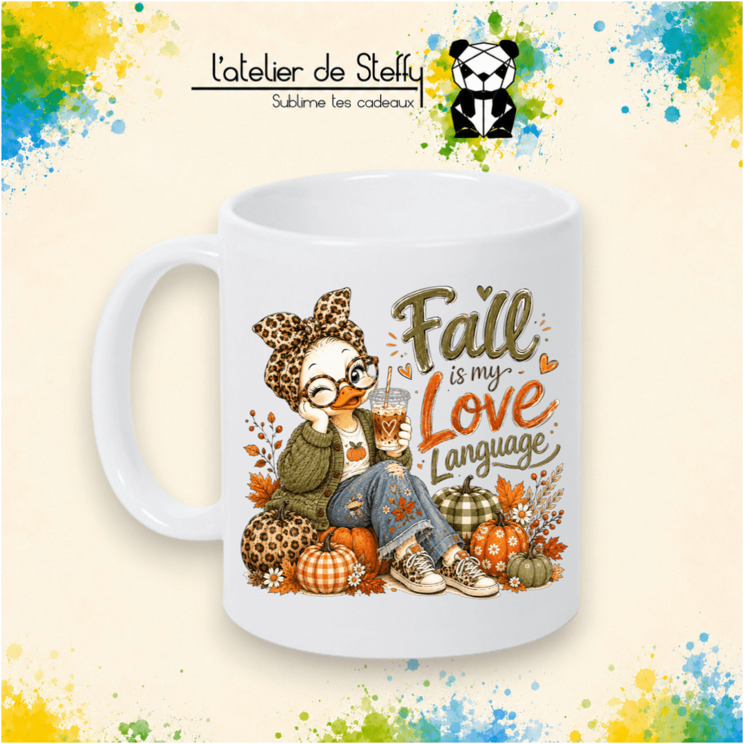 Mug Langage d'automne en céramique blanche