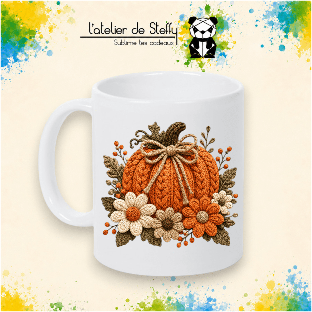 Mug Crochet d'automne en céramique blanche