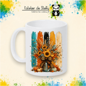 Mug Bouquet de saison - automne en céramique blanche