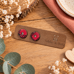 Boucles d'oreilles Rouge noir et vert en papier résiné