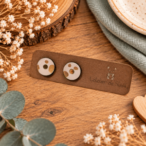 Boucles d'oreilles Néa Pois dorés en papier résiné