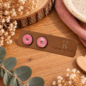 Boucles d'oreilles Néa Rose enneigé en papier résiné