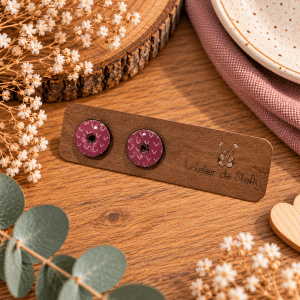 Boucles d'oreilles Néa Envolée prune en papier résiné