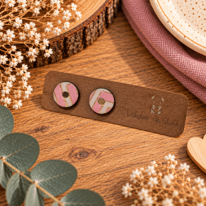 Boucles d'oreilles Néa Chevrons roses en papier résiné