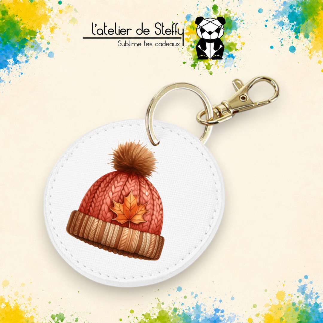 Porte-clés simili rond - Bonnet automne – Image 2